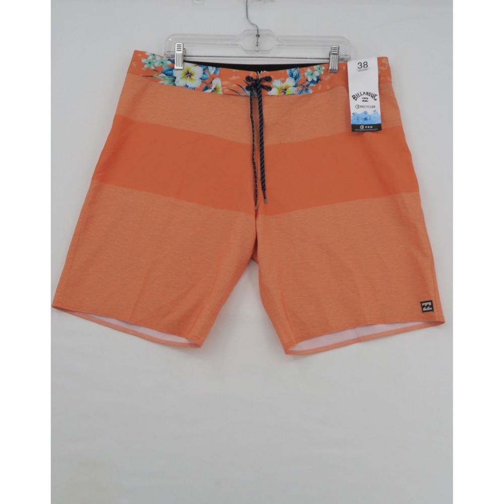 Billabong Recycler Tribong Pro‎ Mens Orange Heather Striped Boardshorts 38 NEW